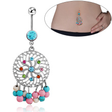 Stainless Steel Colorful Turquoise Garland Pendant Belly Button Ring Body Piercing Jewelry